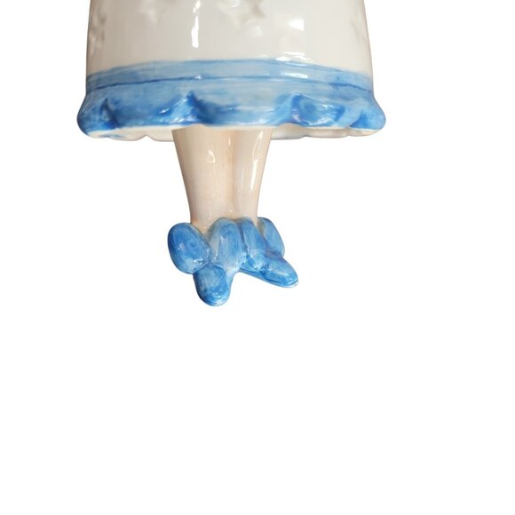 Vtg Ceramic Angel Bell Christmas Ornament 4.5" Figurine Brown Pigtails Taiwan - Picture 7 of 8